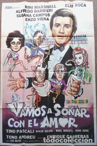 Kino: antiguo afiche de pelicula vamos a jugar con el amor 598