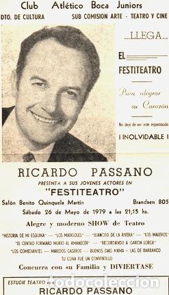 Cinema: folleto teatro actor ricardo passano
