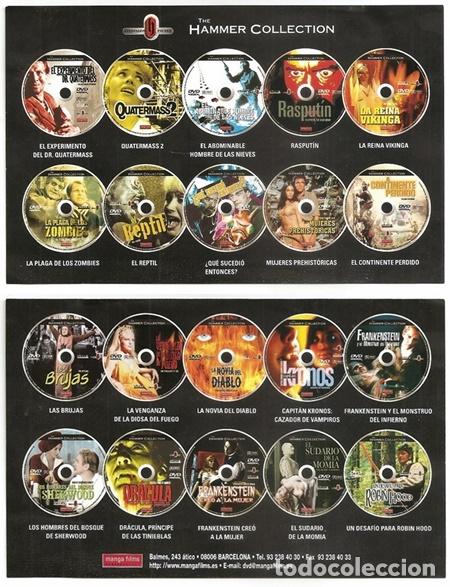 Kino: Flyer publicitario de la colecci&oacute;n de pel&iacute;culas en DVD The Hammer Collection - Manga Films, 2002