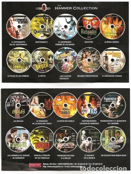 Kino: Flyer publicitario de la colecci&oacute;n de pel&iacute;culas en DVD The Hammer Collection - Manga Films, 2002