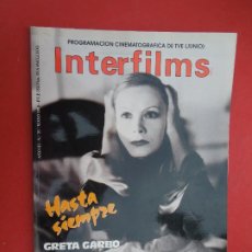 Cine: INTERFILMS REVISTA Nº 21 - 05-1990- HASTA SIEMPRE GRETA GARBO - -PRESTON STURGES. Lote 328366613