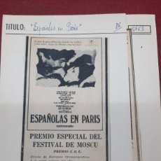 Cine: ESPAÑOLAS EN PARIS.. RECORTES PRENSA AÑOS 70. Lote 341887858