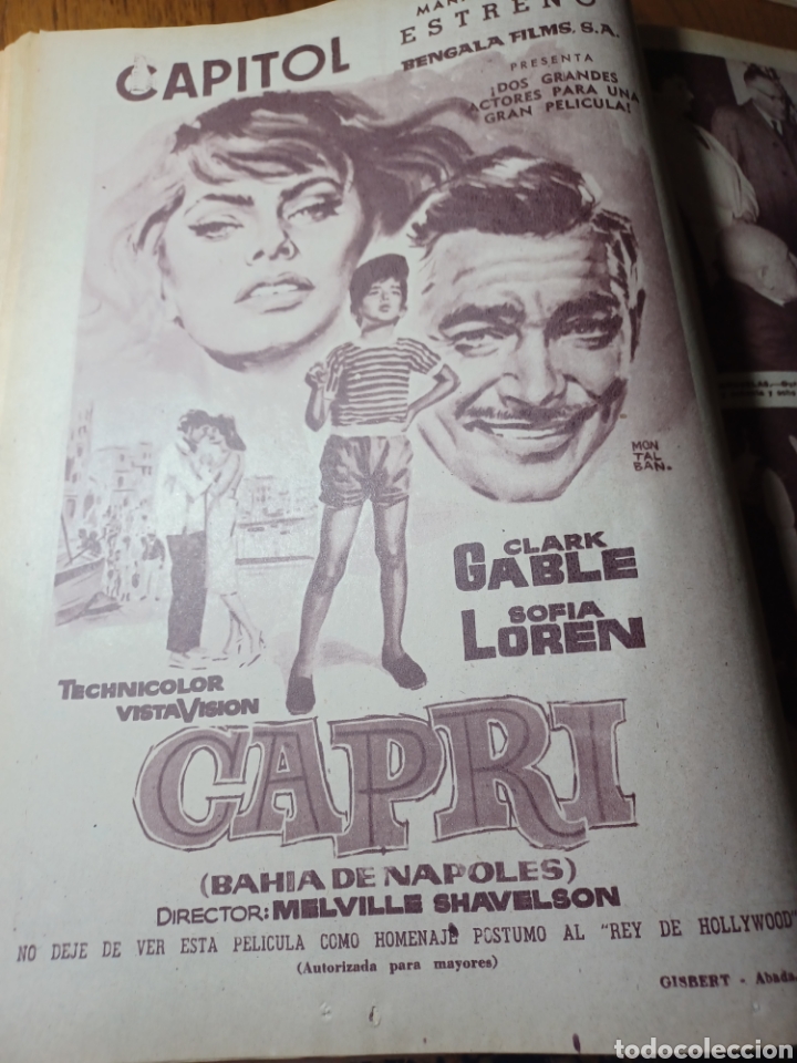 Kino: PUBLICIDAD PELICULA CAPRI EN EL CINE CAPITOL MADRID. HOJA A&Ntilde;O 1961 32 X 21 CM