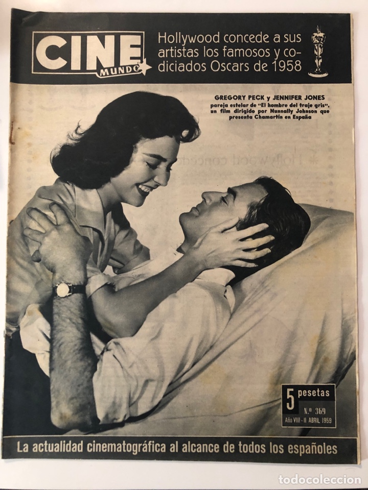 Cine: Revista cine mundo 1959 jenniffer Jones gregory peck cine de terror Lola flores clifton Webb