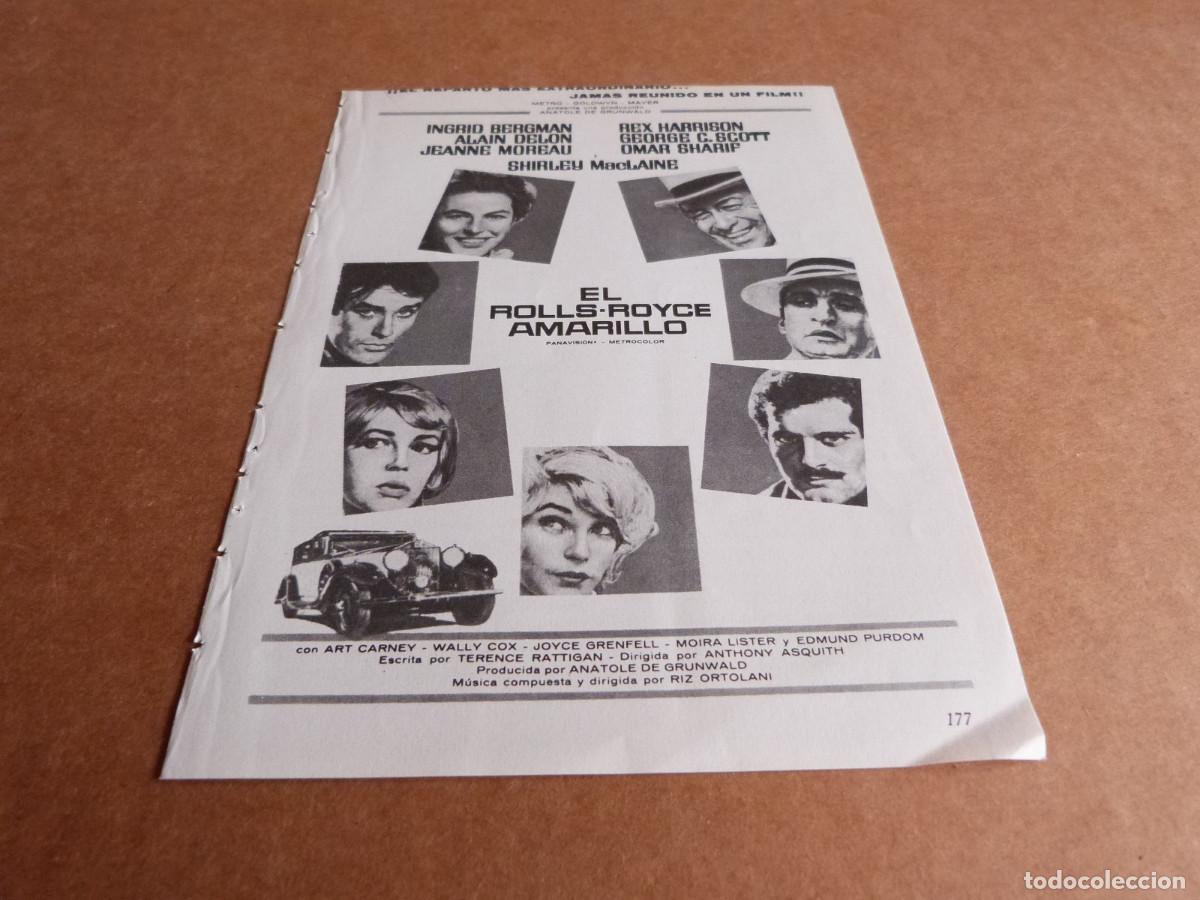 Cinema: Anuncio pelicula El Rolls Royce amarillo Ingrid Bergman Alain Delon - Publicidad de los a&ntilde;os 60