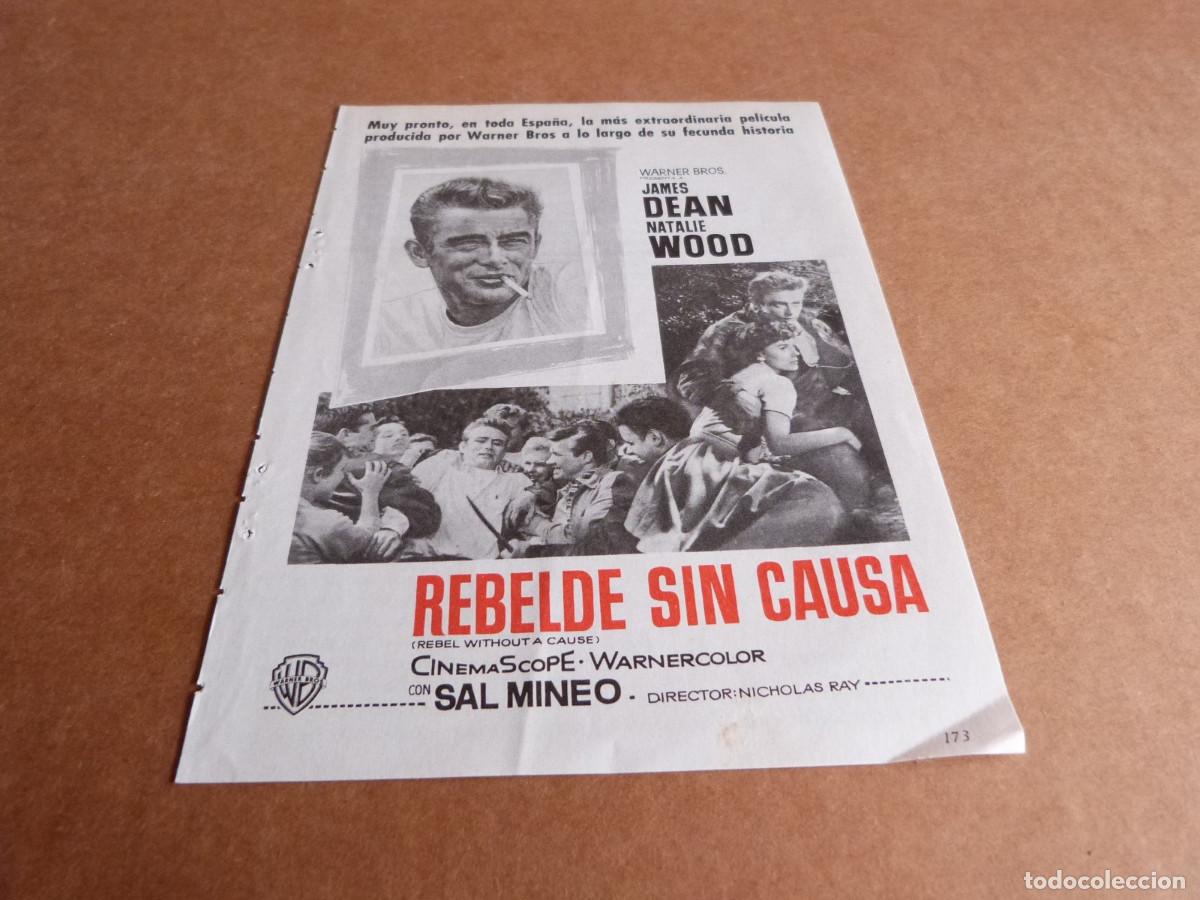 Cine: Anuncio pelicula Rebelde sin causa James Dean Natalie Wood - Publicidad de los a&ntilde;os 60
