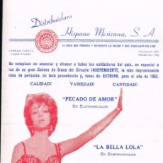 Cine: 1963 DISTRIBUIDORA HISPANO MEXICANA LISTADO PELÍCULAS ESTRENO DEL AÑO + ESTRENOS MARZO