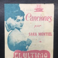 Cine: EL ULTIMO CUPLE. CANCIONES POR SARA MONTIEL (CIFESA). 1957. Lote 402772044