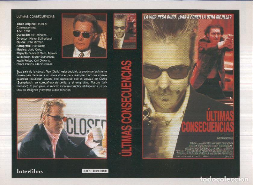 Cinema: Caratula cine 30x22 cm: Ultimas consecuencias