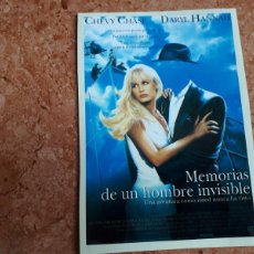 Cine: PROGRAMA DE CINE FOLLETO DE MANO MEMORIAS DE UN HOMBRE INVISIBLE REPRODUCCION DE REVISTA DE CINE