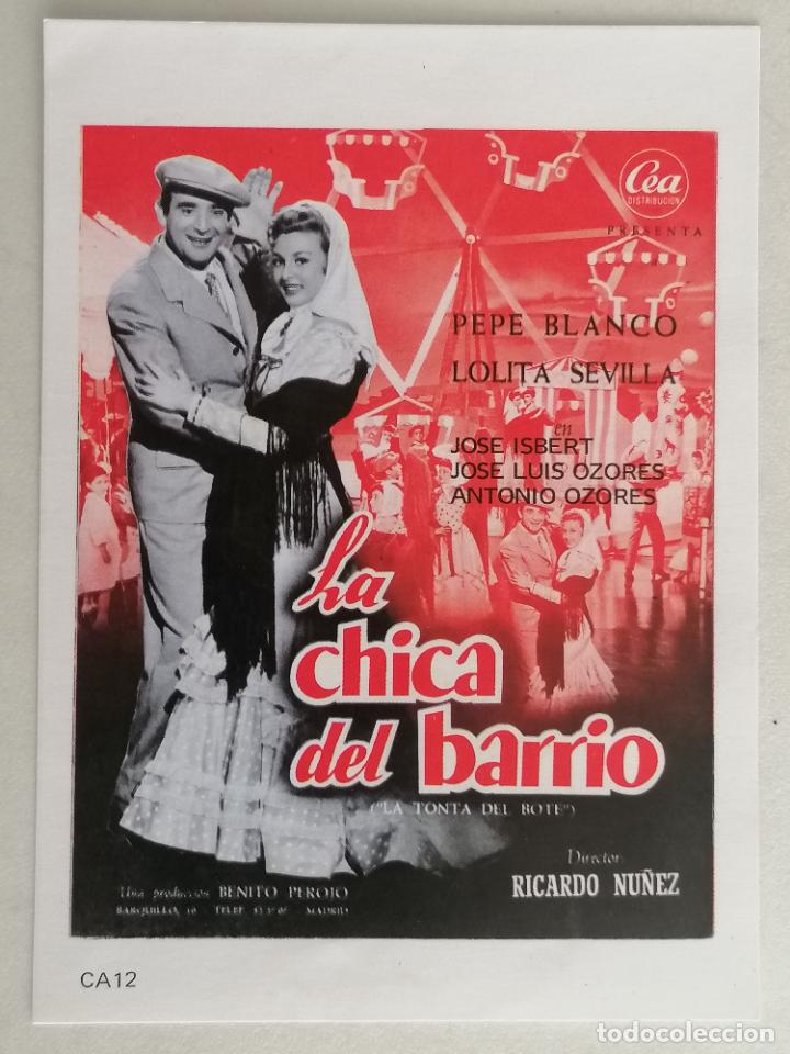 Kino: REPRODUCCION FOLLETO DE MANO, LA CHICA DEL BARRIO, MEDIDAS 9 X 12,5 CM