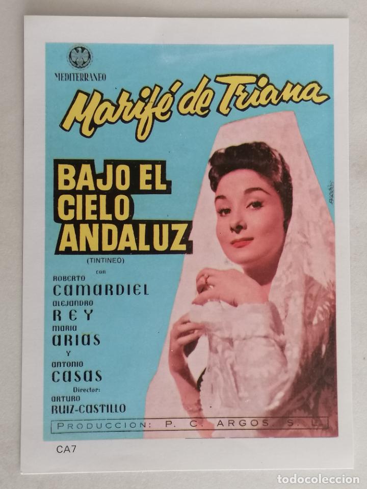 Kino: REPRODUCCION FOLLETO DE MANO, BAJO EL CIELO ANDALUZ, MEDIDAS 9 X 12,5 CM