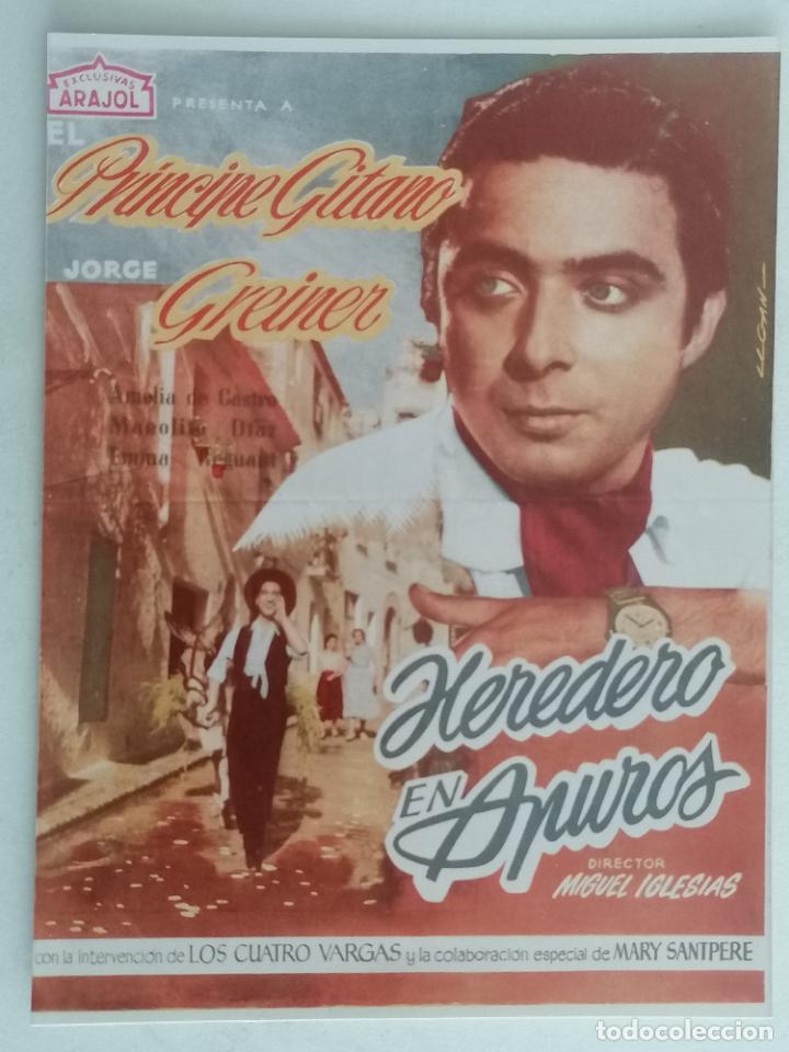 Kino: FOTOGRAFIA FOLLETO DE MANO, HEREDERO EN APURO, MEDIDAS 10 X 13,5 CM