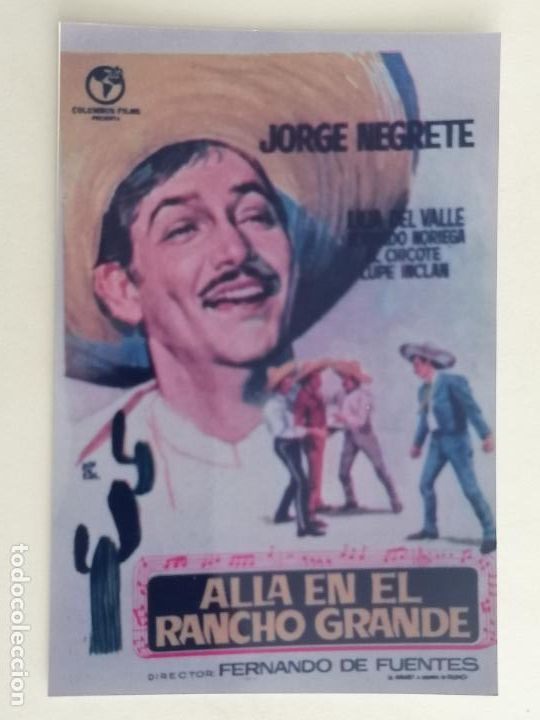 Kino: FOTOGRAFIA FOLLETO DE MANO, ALLA EN EL RANCHO GRANDE, MEDIDAS 10 X 15 CM