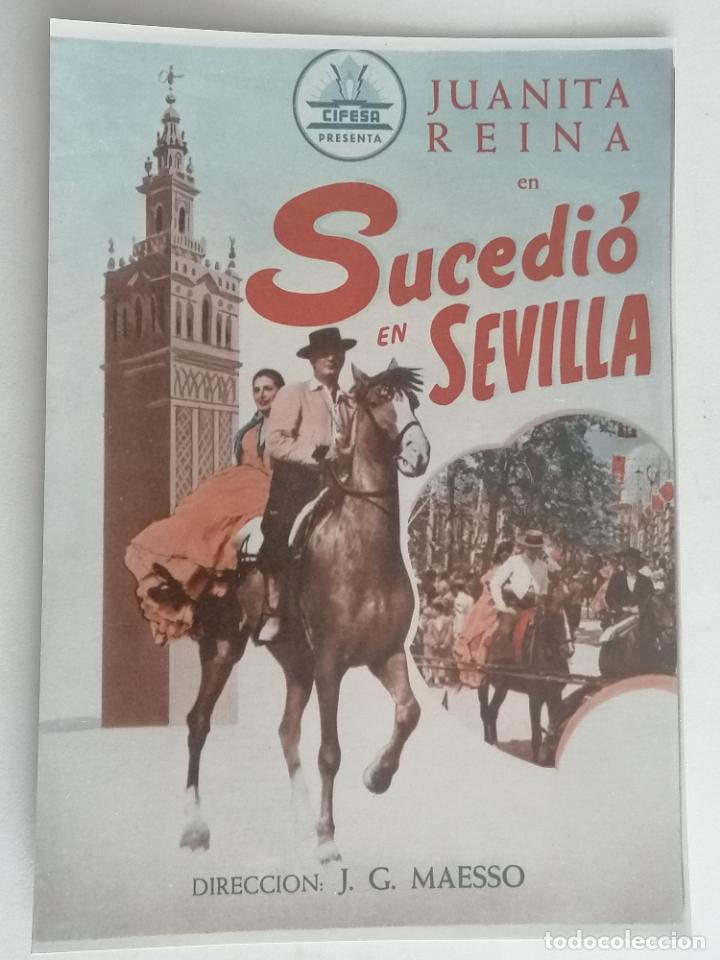 Kino: FOTOGRAFIA FOLLETO DE MANO, SUCEDIO EN SEVILLA, MEDIDAS 13,5 X 19,5 CM