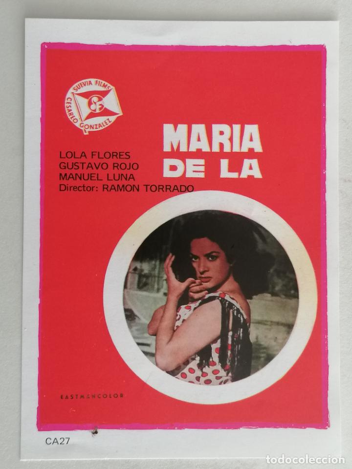Kino: REPRODUCCION FOLLETO DE MANO, MARIA DE LA O, MEDIDAS 9 X 12,5 CM
