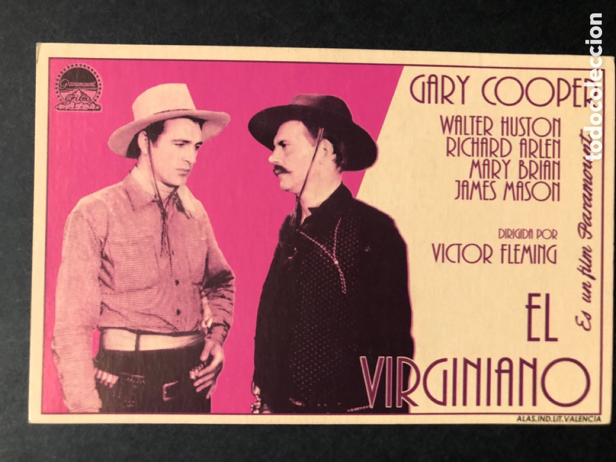 Cine: Programa tarjeta facsimil el virginiano Gary Cooper - Foto 1