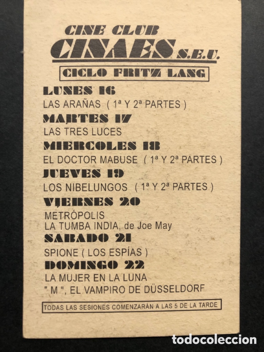 Cine: Programa tarjeta facsimil metr&oacute;polis fritz lang - Foto 2