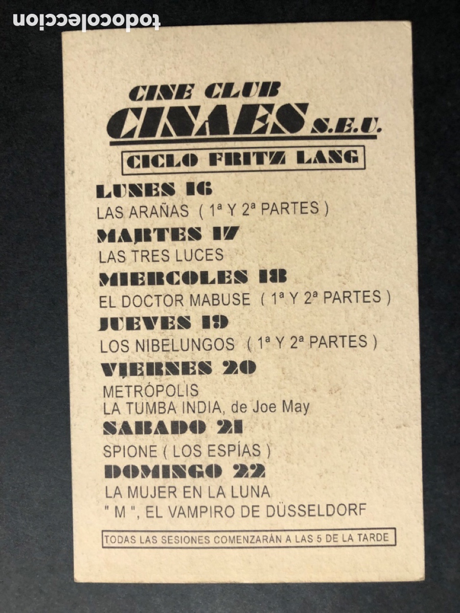 Cine: Programa tarjeta facsimil las tres luces fritz lang - Foto 2