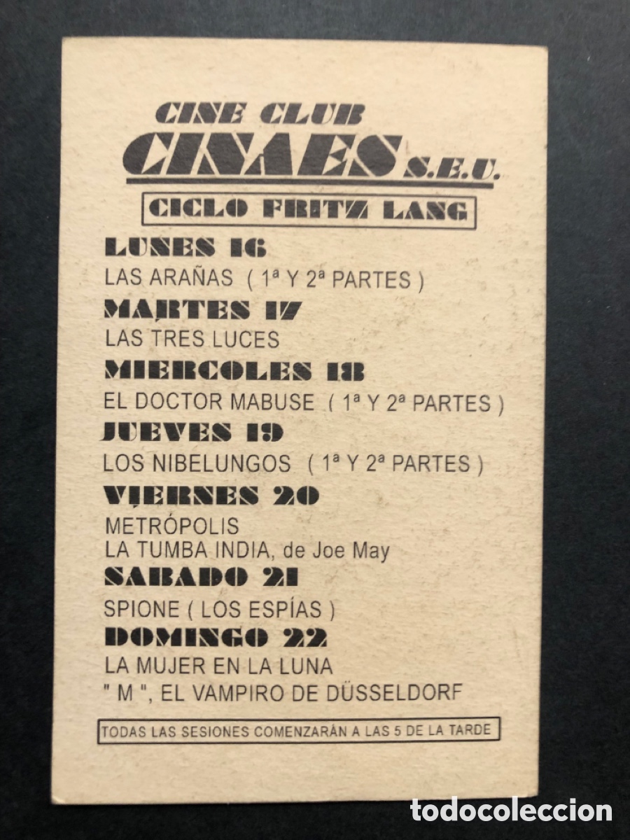 Cine: Programa tarjeta facsimil los esp&iacute;as fritz lang - Foto 2