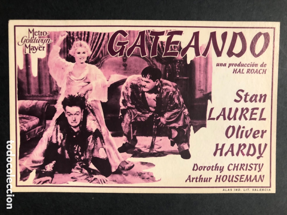 Cine: Programa tarjeta facsimil stan laurel Oliver hardy gateando - Foto 1
