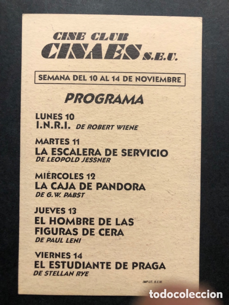 Cine: Programa tarjeta facsimil INRI gregori chmara - Foto 2