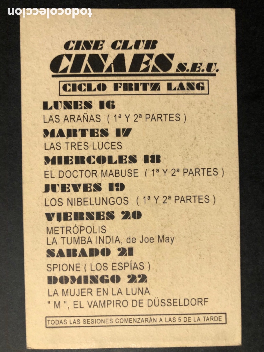 Cine: Programa tarjeta facsimil la mujer en la luna fritz lang - Foto 2
