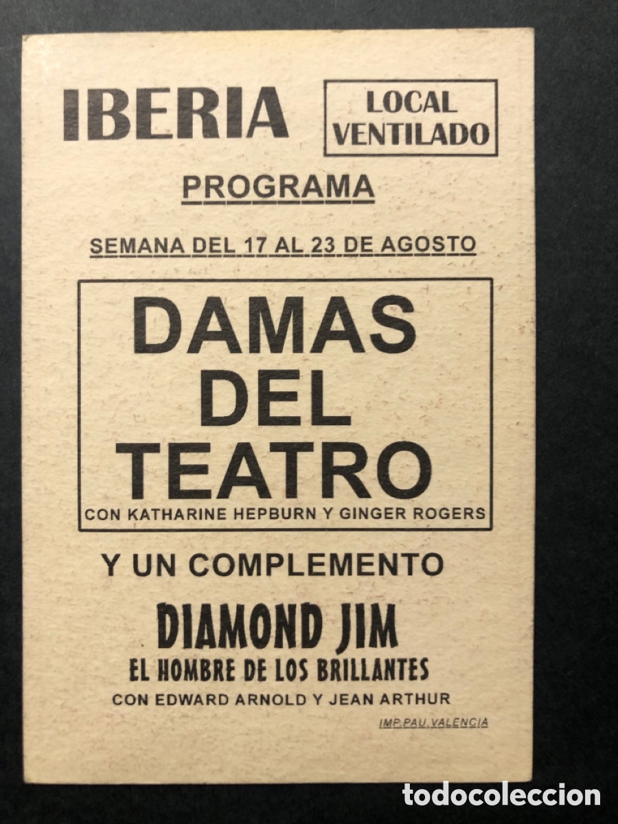 Cine: Programa tarjeta facsimil damas del teatro katharine hepburn - Foto 2