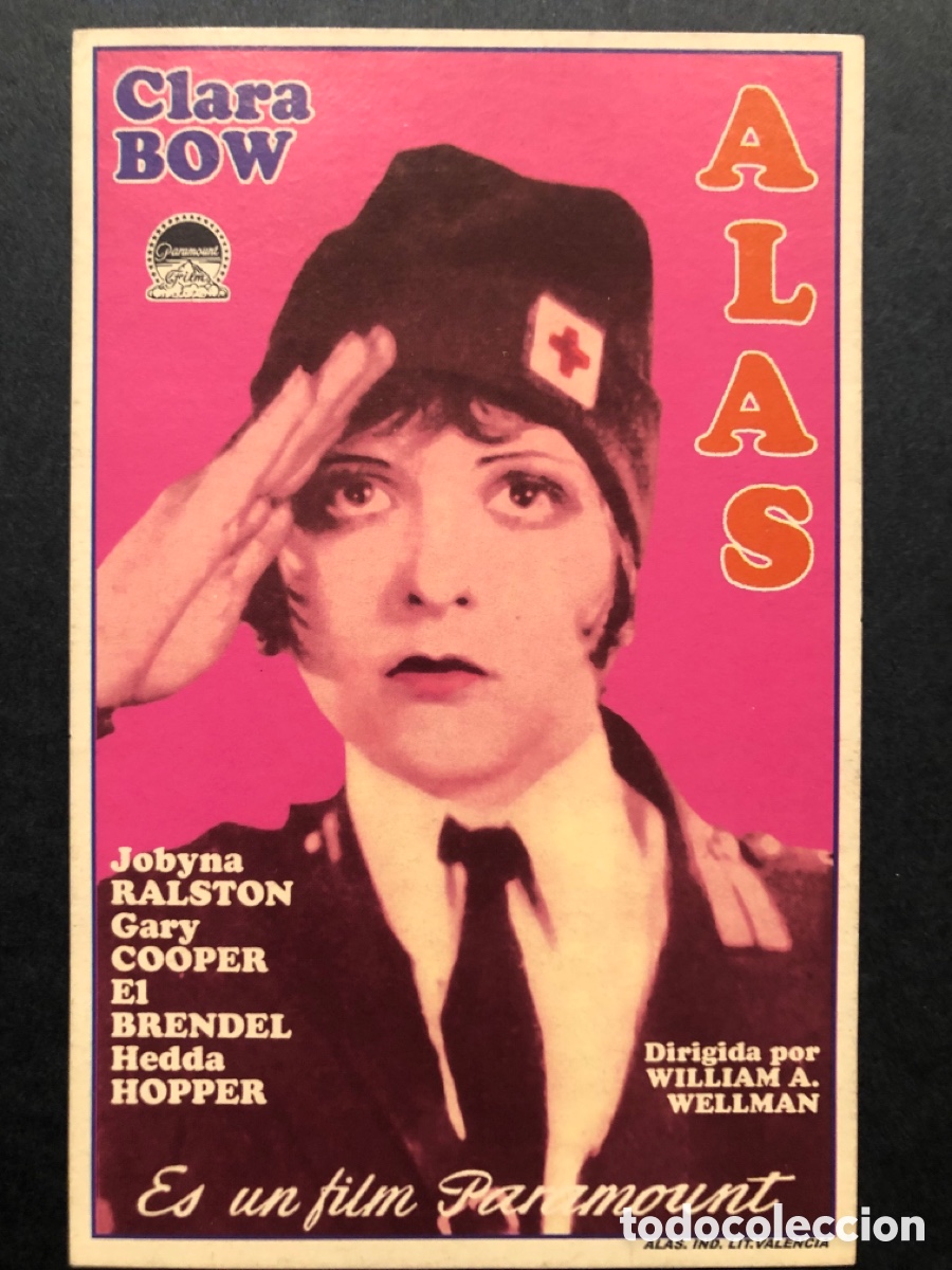 Cine: Programa tarjeta facsimil alas clara bow Gary Cooper - Foto 1