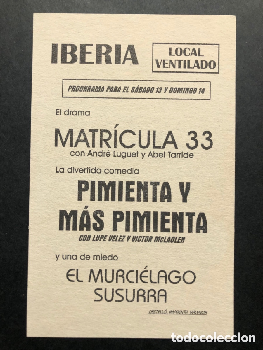 Cine: Programa tarjeta facsimil pimienta y mas pimienta lupe V&eacute;lez - Foto 2