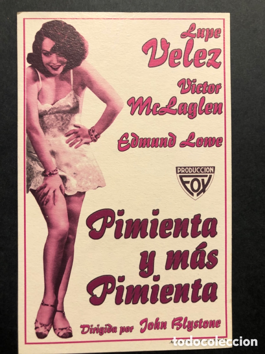 Cine: Programa tarjeta facsimil pimienta y mas pimienta lupe V&eacute;lez - Foto 1