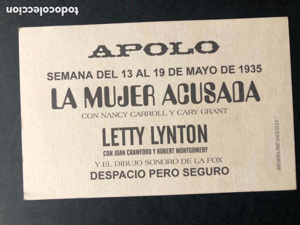 Cine: Programa tarjeta facsimil Joan crawford letty lynton - Foto 2