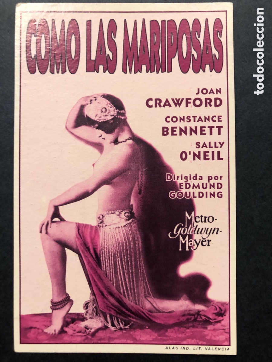Cine: Programa tarjeta facsimil Joan crawford como las mariposas - Foto 1