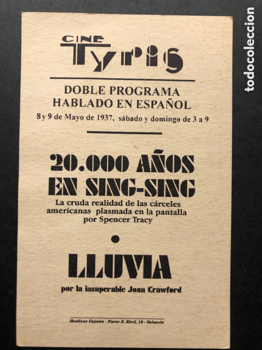 Cine: Programa tarjeta facsimil Joan crawford lluvia - Foto 2
