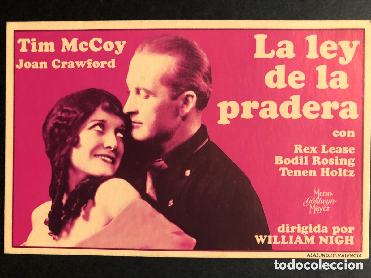 Cine: Programa tarjeta facsimil Joan crawford la ley de la pradera - Foto 1
