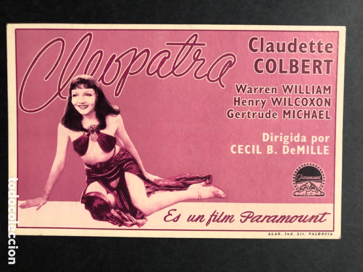 Cine: Programa tarjeta facsimil Cleopatra Claudette colbert - Foto 1