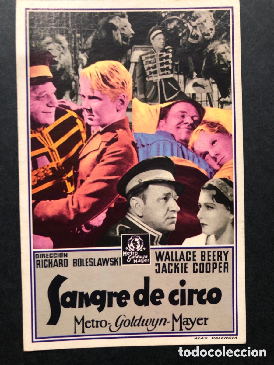 Cine: Programa tarjeta facsimil sangre de circo wallace beery - Foto 1