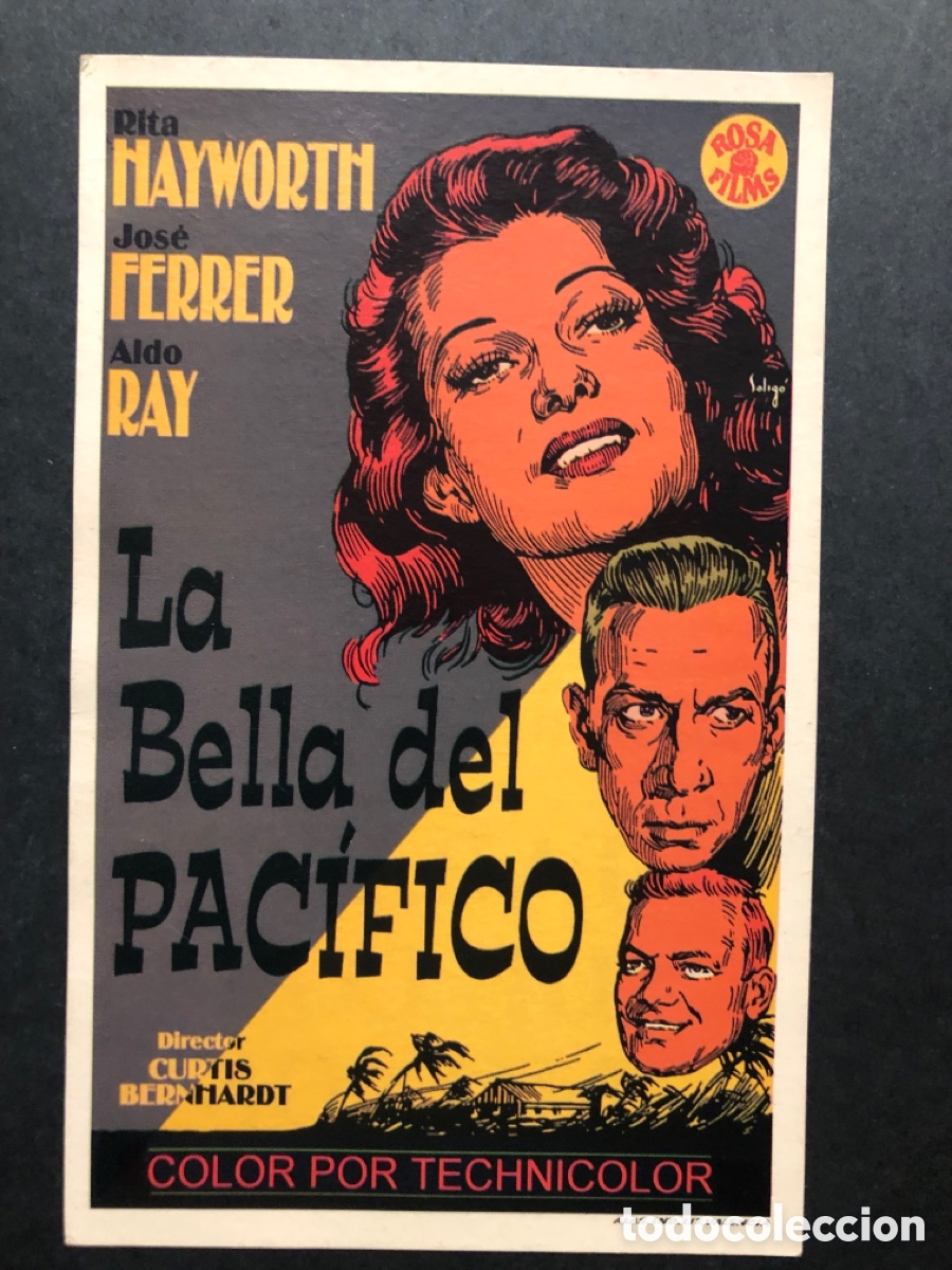 Cine: Programa tarjeta facsimil la Bella del Pac&iacute;fico rita Hayworth - Foto 1