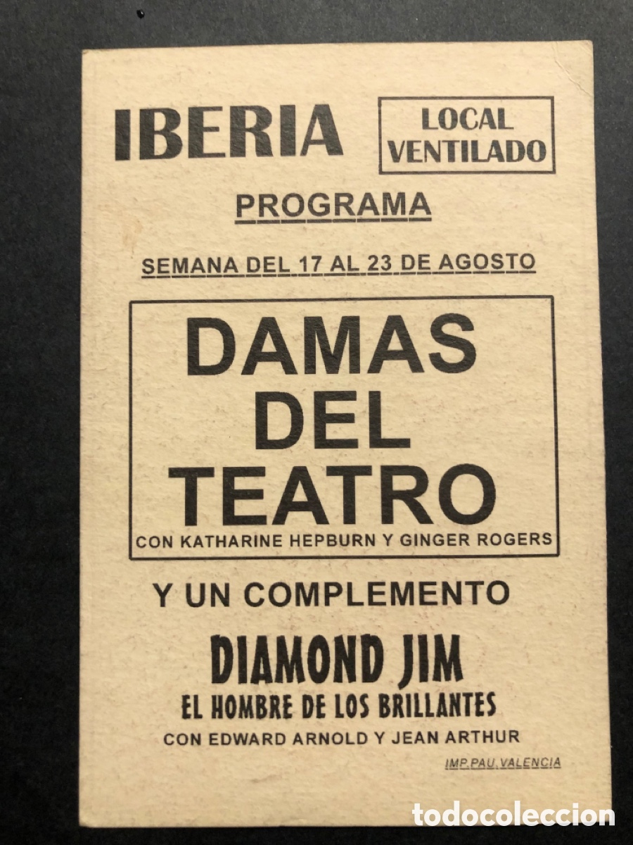 Cine: Programa Tarjeta facsimil diamond jim jean arthur - Foto 2