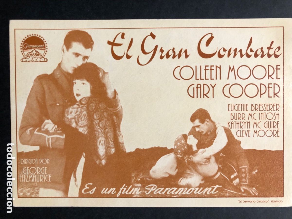 Cine: Programa tarjeta facsimil Gary Cooper colleen moore el gran combate - Foto 1