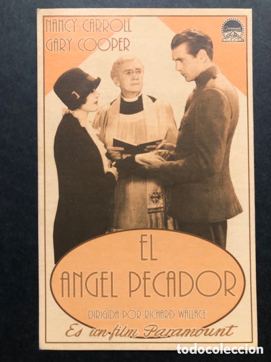 Cine: Programa tarjeta facsimil Gary Cooper Nancy carroll el &aacute;ngel pecador - Foto 1