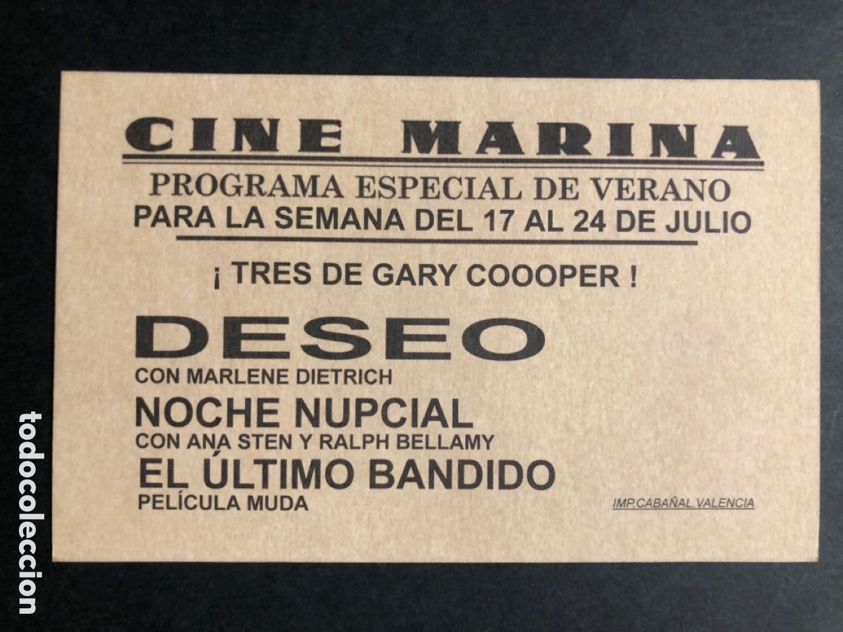 Cine: Programa tarjeta facsimil Gary Cooper el &uacute;ltimo bandido - Foto 2