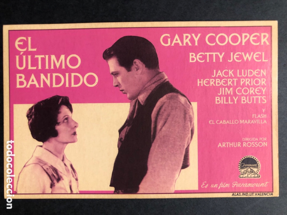 Cine: Programa tarjeta facsimil Gary Cooper el &uacute;ltimo bandido - Foto 1