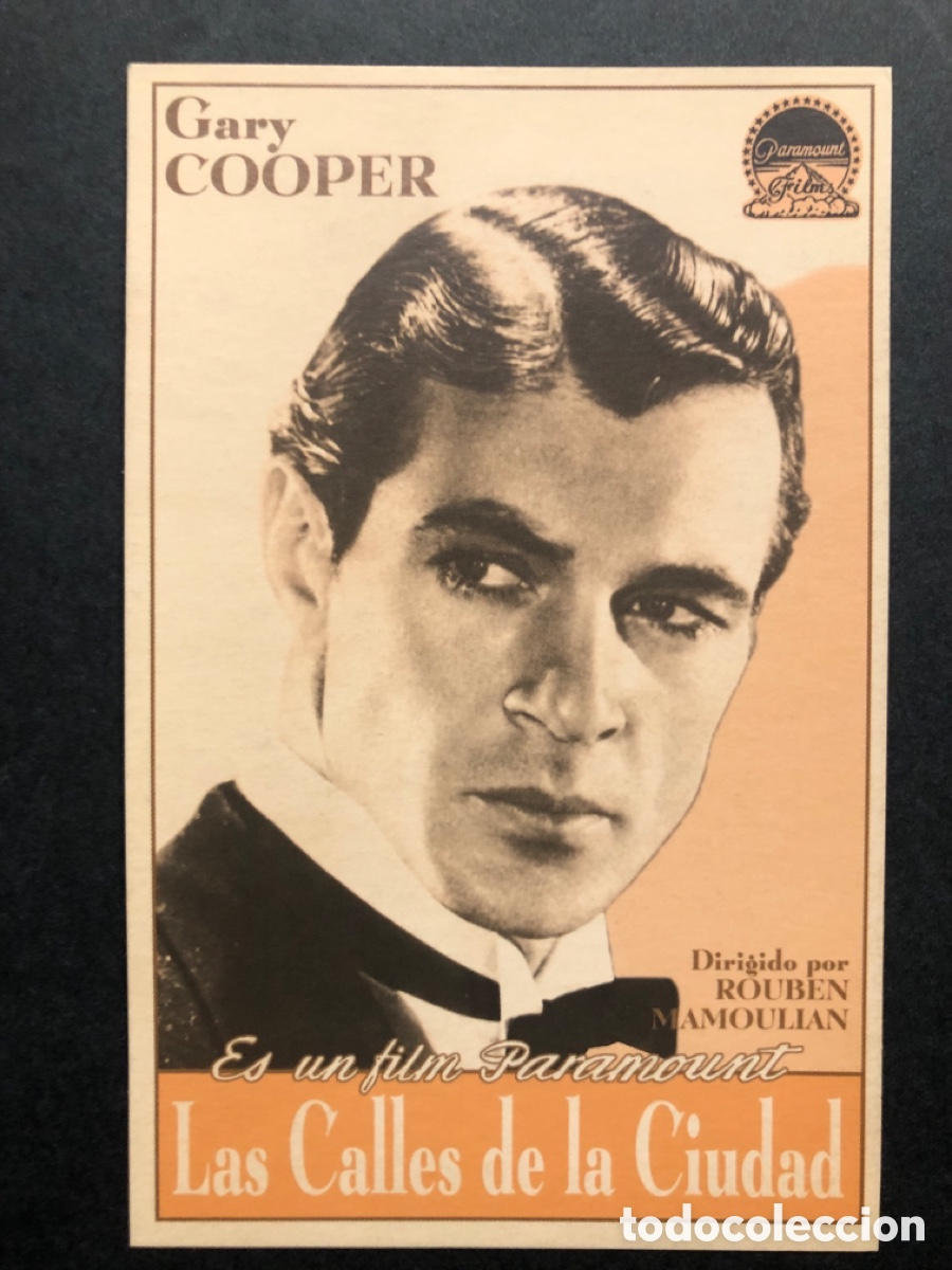 Cine: Programa tarjeta facsimil Gary Cooper las calles de la ciudad - Foto 1