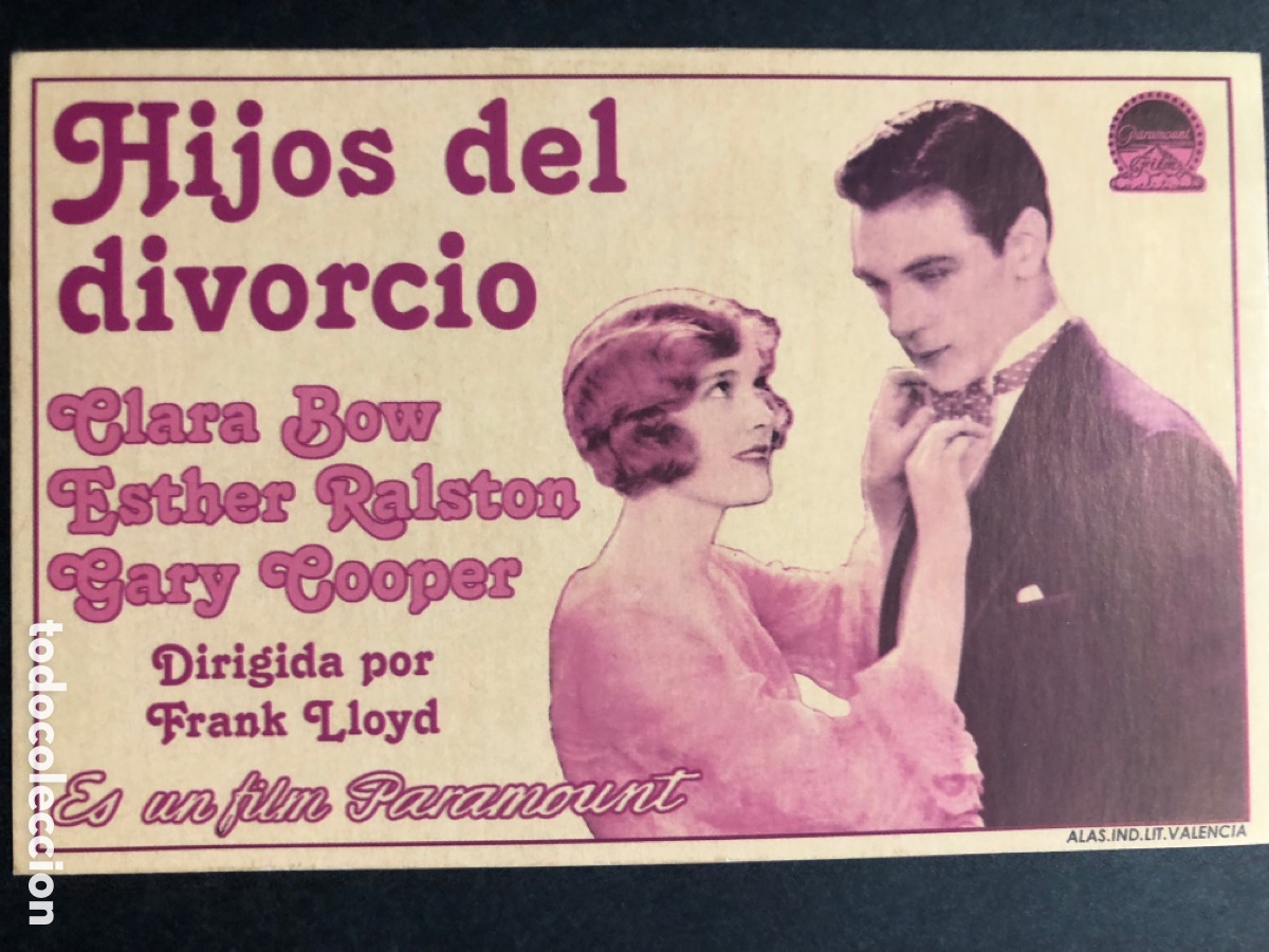 Cine: Programa tarjeta facsimil Gary Cooper clara bow hijos del divorcio - Foto 1