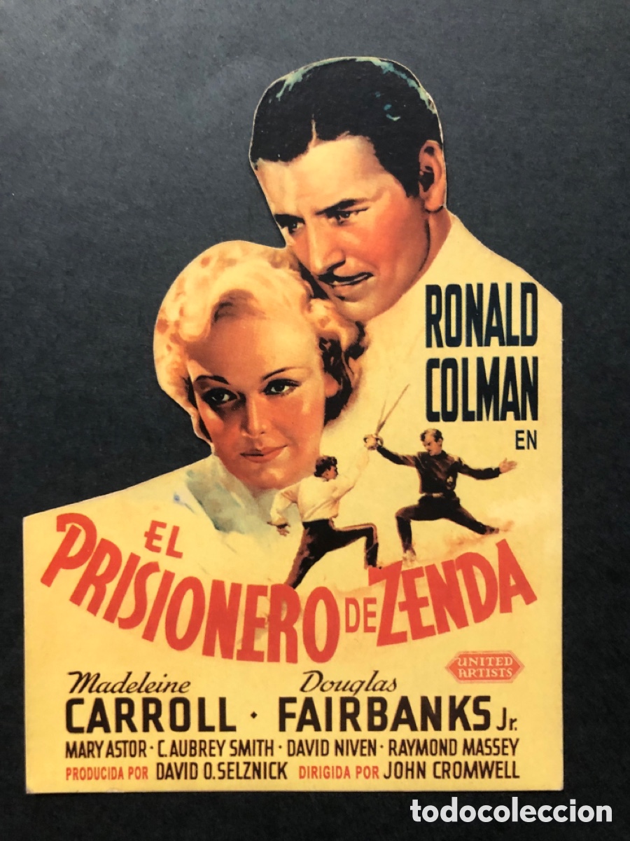 Cinema: Programa troquelado tarjeta facsimil el prisionero de zenda Ronald colman madeleine carroll