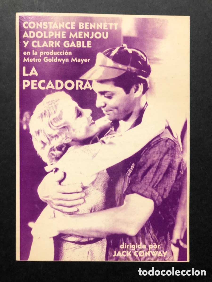 Cine: Programa tarjeta facsimil la pecadora constance bennett clark gable - Foto 1
