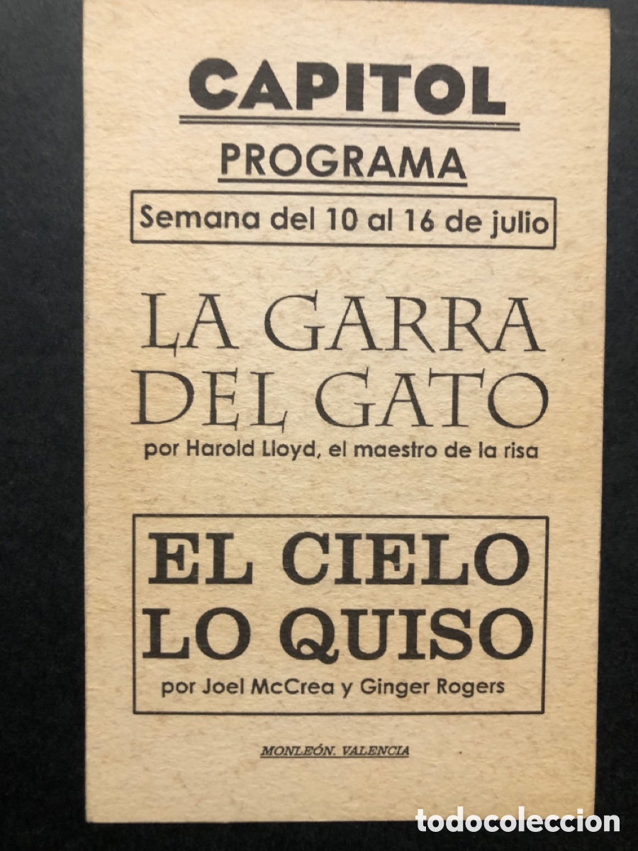 Cine: Programa tarjeta facsimil ginger rogers el cielo lo quiso - Foto 2