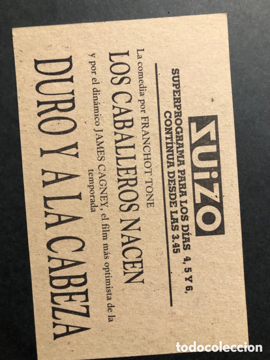 Cine: Programa tarjeta facsimil james cagney duro y a la cabeza - Foto 2
