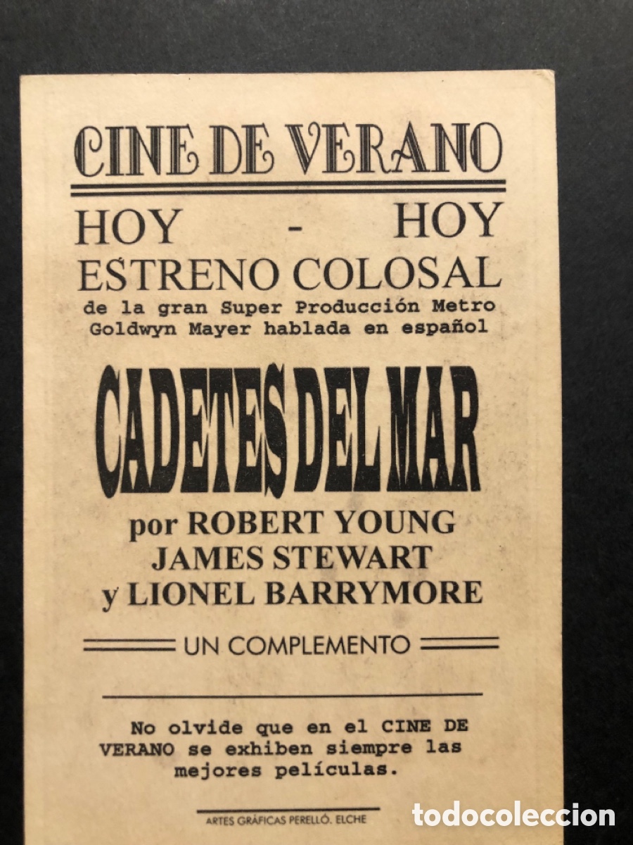 Cine: Programa tarjeta facsimil cadetes del mar james stewart - Foto 2
